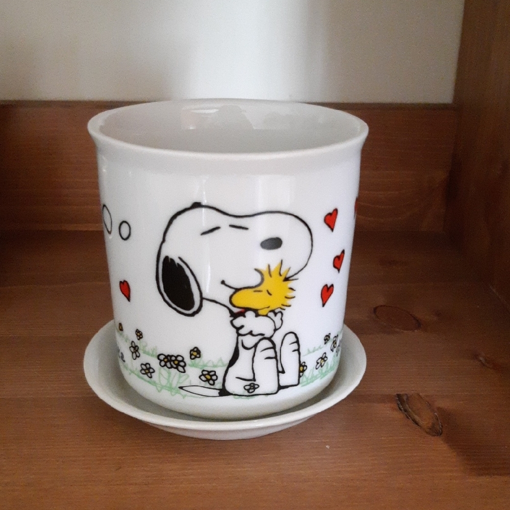 Snoopy and Woodstock Ceramic Planter